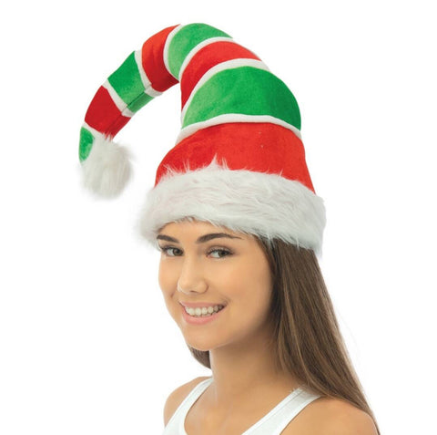 Bonnet de Noël lutin rayé, rouge et vert ￼