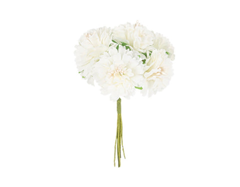 Bouquet de 6 Œillets Blancs sur Tige – Fleurs Artificielles 11 cm | Décoration Jardin à la Française