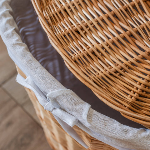 Panier à linge ovale en osier naturel -
