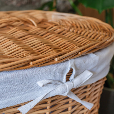 Panier à linge ovale en osier naturel -