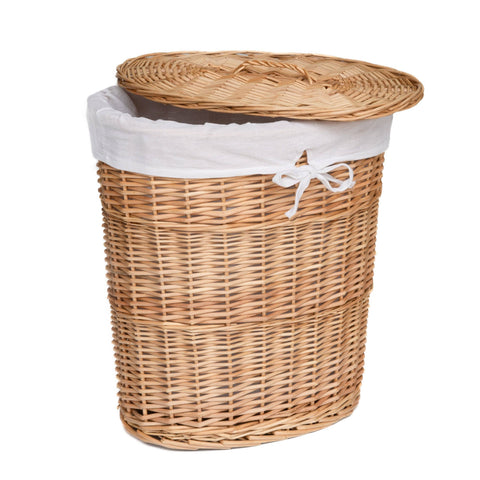 Panier à linge ovale en osier naturel -