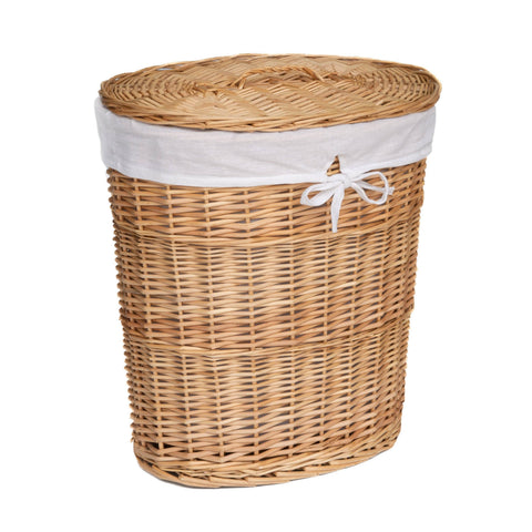 Panier à linge ovale en osier naturel -