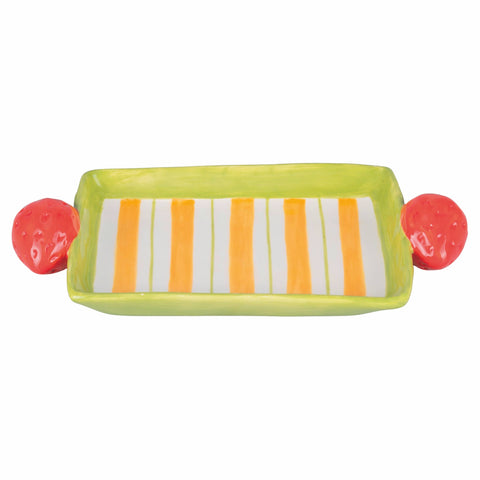 plateau-decoratif-ceramique-fraises-rayures-boutique-montbrison-deco-en-folie