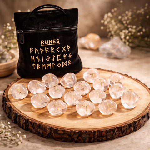 Pochon de Runes en quartz blanc ￼