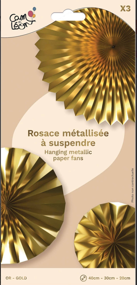 Rosace métallisées or lot de 3