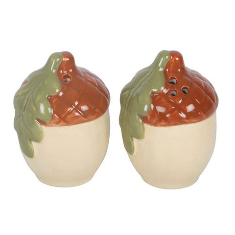 Salière et poivrière gland en céramique – lot de 2 pour une table nature