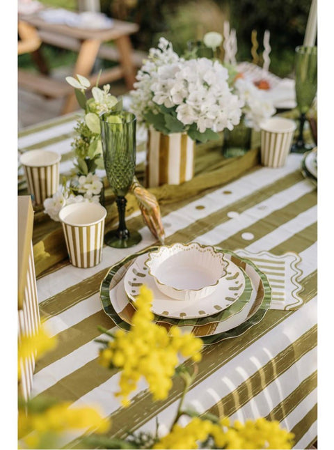 Lot de 10 Serviettes Papier Mix & Match – Vert & Blanc 33x33 cm | Jardin à la Française