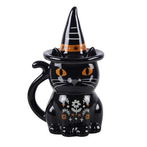 Tasse chat sorcier avec couvercle chapeau – Tasse Halloween originale