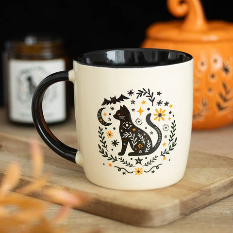 Tasse chat noir 370 ml en céramique – ambiance automnale et Halloween