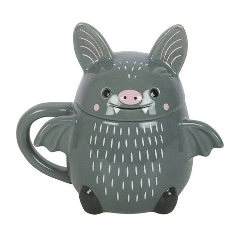 Tasse chauve-souris 450 ml avec couvercle – mug Halloween en céramique