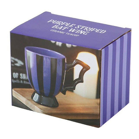 Tasse gothique violette 490 ml – mug chauve-souris avec anse aile