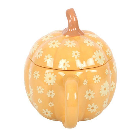 Tasse citrouille orange 500 ml avec couvercle – mug automne et Halloween