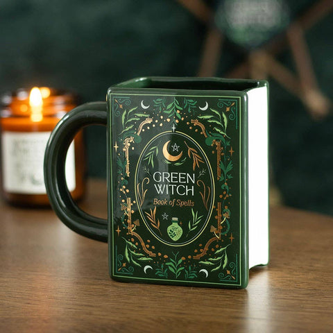 Tasse Green Witch en céramique – Style grimoire botanique