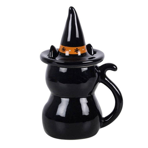 Tasse chat sorcier avec couvercle chapeau – Tasse Halloween originale
