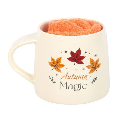 Coffret tasse lune des moissons et chaussettes – cadeau cocooning et magique pour l’automne