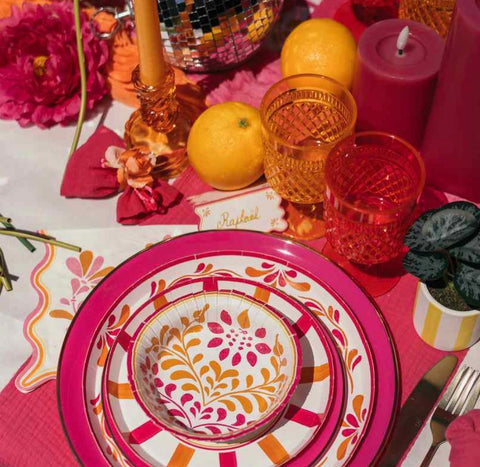 Lot de 8 Bols en Carton Pink Lemonade – Déco de Table Rose et Vitaminée