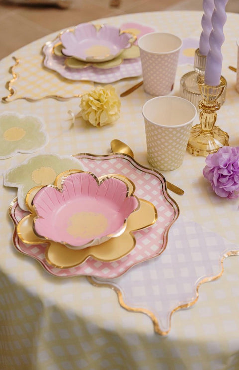 Lot de 8 Bols Vichy Pastel – Décoration de Table Printemps & Pique-Nique
