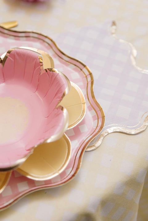 Lot de 8 Assiettes Vichy Pastel – Déco de Table Printemps & Pique-Nique