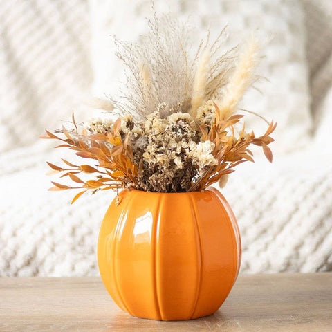Vase citrouille orange en céramique – décoration automne et Halloween