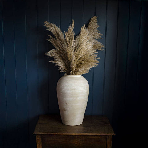 Langdale - Grand Vase Décoratif en Terre Cuite - Blanc Cassé