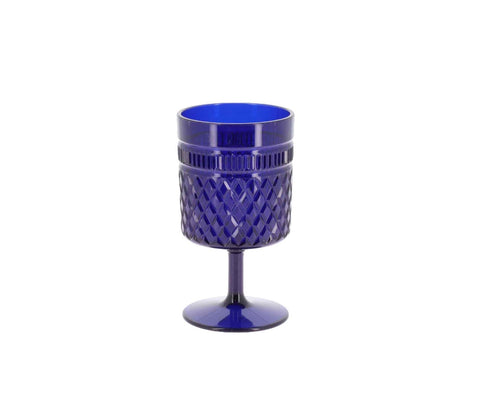 Verres à pied réutilisables bleu roi – 270 ml – Plastique élégant et résistant