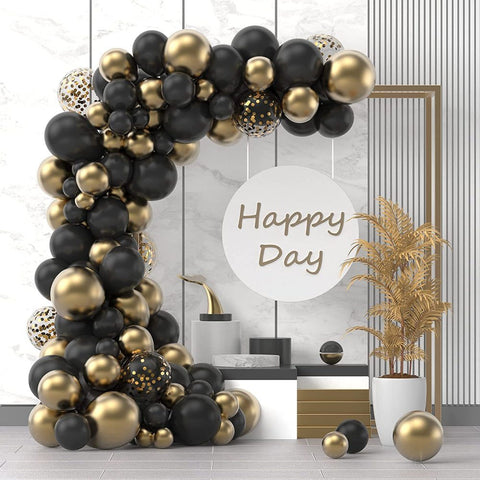 Acheter Kits de ballons en or noir, ballons joyeux anniversaire