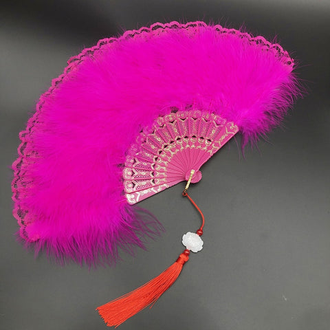 Éventail pliable à main Lolita avec plumes, Charleston / Gatsby