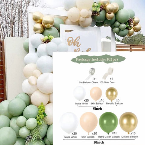 Ballons Anniversaire Ballon Vert,Arche Ballon Vert 152  pcs,Or,Blanc,Orange,1 An,pour Baby Shower,Jungle Decoration  Anniversaire,Mariage