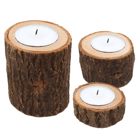 bougeoir en bois ,décoration nature