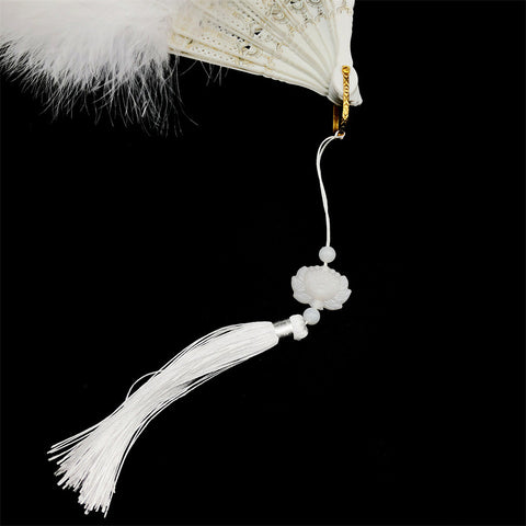 Éventail pliable à main Lolita avec plumes, Charleston / Gatsby