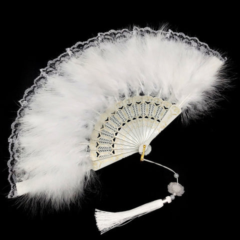 Éventail pliable à main Lolita avec plumes, Charleston / Gatsby