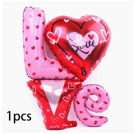 Ballon LOVE rose et rouge, mariage st valentin 