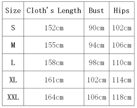 Guide des tailles Costume Demon Slayer ,Kibutsuji Muzan 