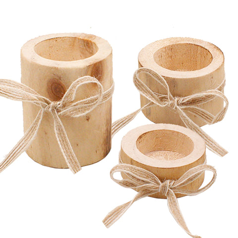 bougeoir en bois blancs ,décoration nature