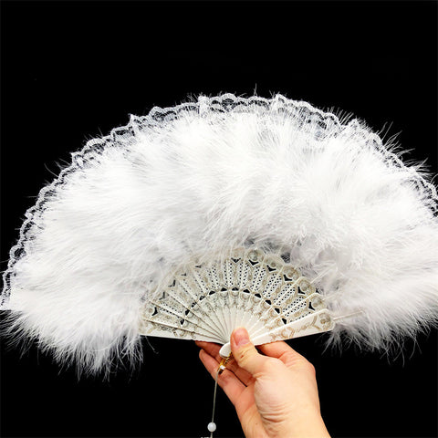 Éventail pliable à main Lolita avec plumes, Charleston / Gatsby