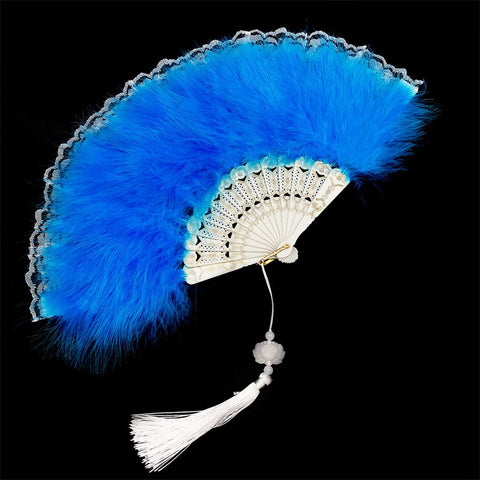 Éventail pliable à main Lolita avec plumes, Charleston / Gatsby