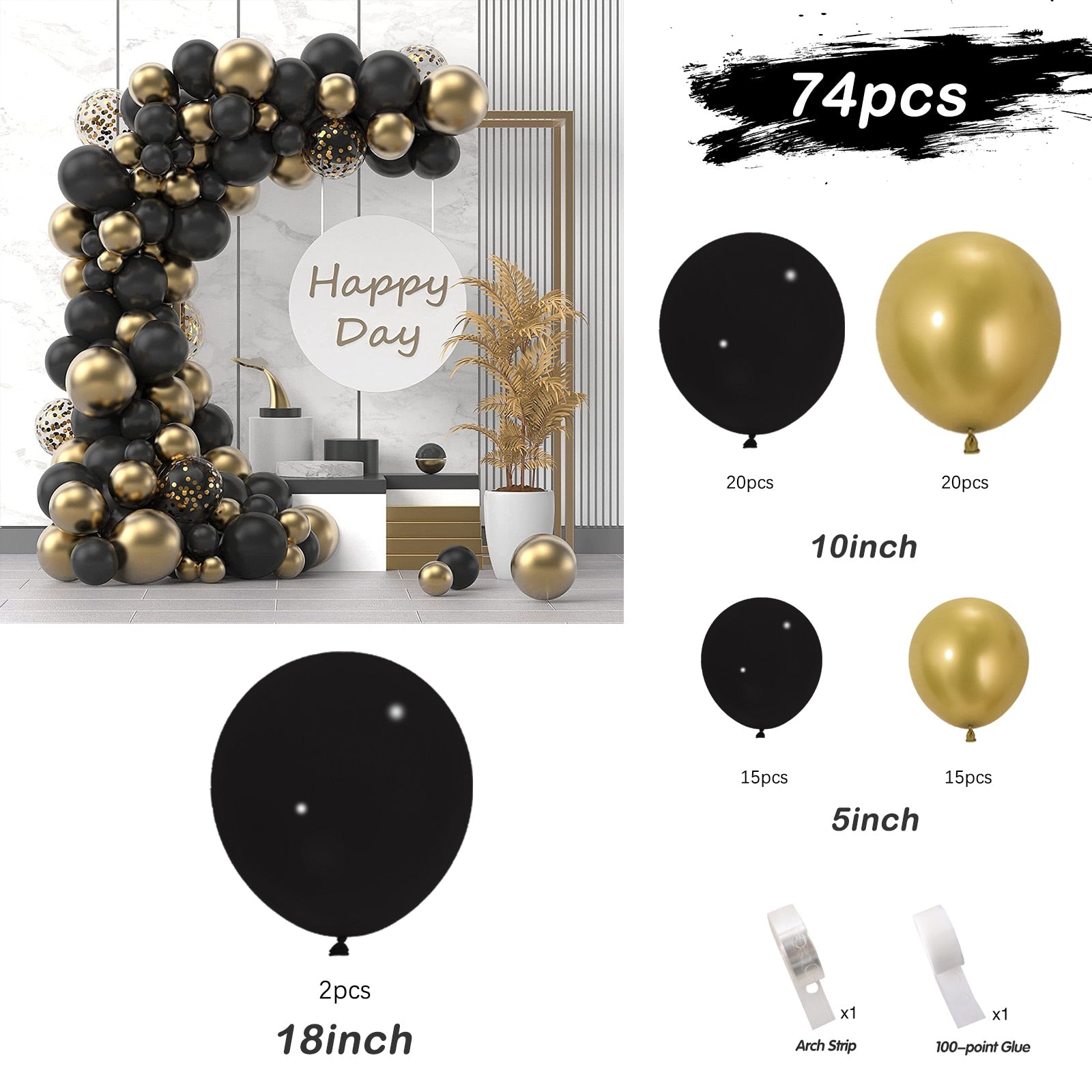 Kit Arche à Ballons O-Kinee Noir - Support De Table Circulaire 40 Cm - Anniversaire Mariage