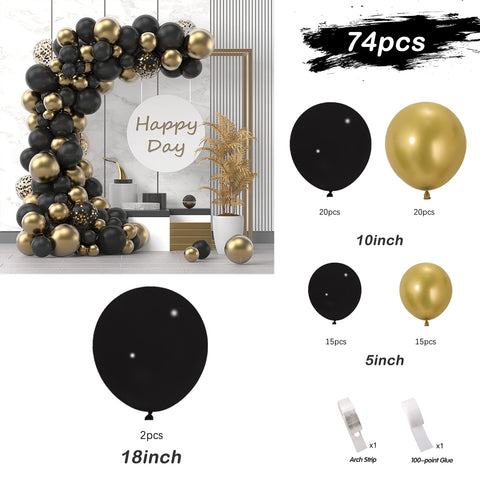 Kit arche de ballons noir et or