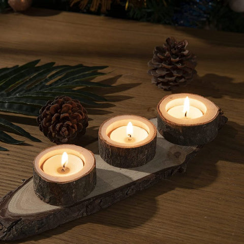 bougeoir en bois ,décoration nature