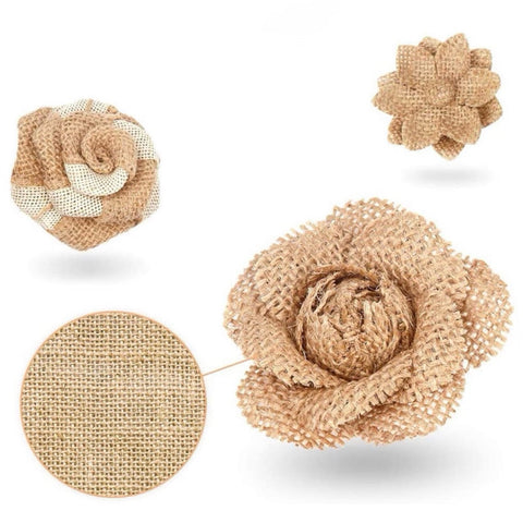 Fleurs en toile de jute 24pcs